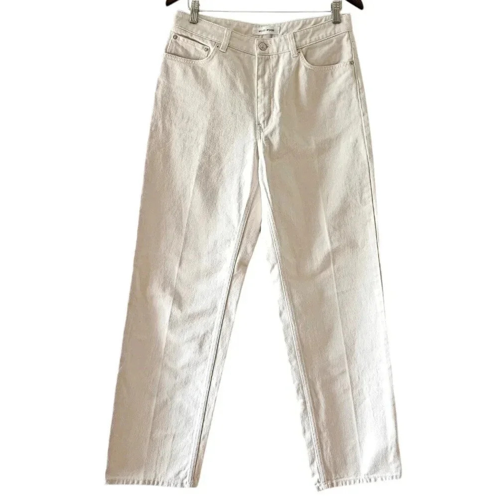 Wood Wood Ilo Straight Leg Classic Denim Women's Jeans Size 31W 32L Off White.